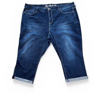 Royalty for Me Women's Stretch Denim Capri Plus Size 20W Cropped Jeans High Rise